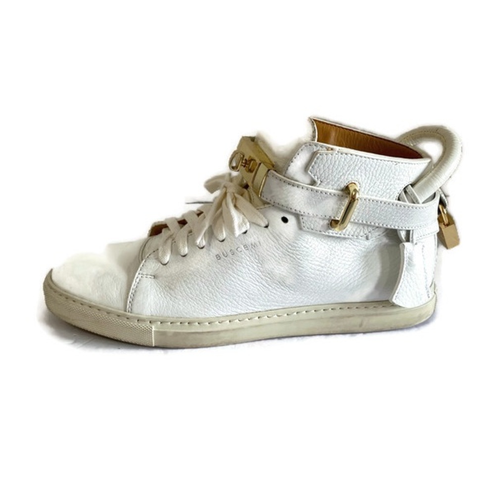 Buscemi White Leather Sneakers with Gold Details